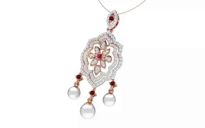 Women pendant-earrings set 3dm render detail