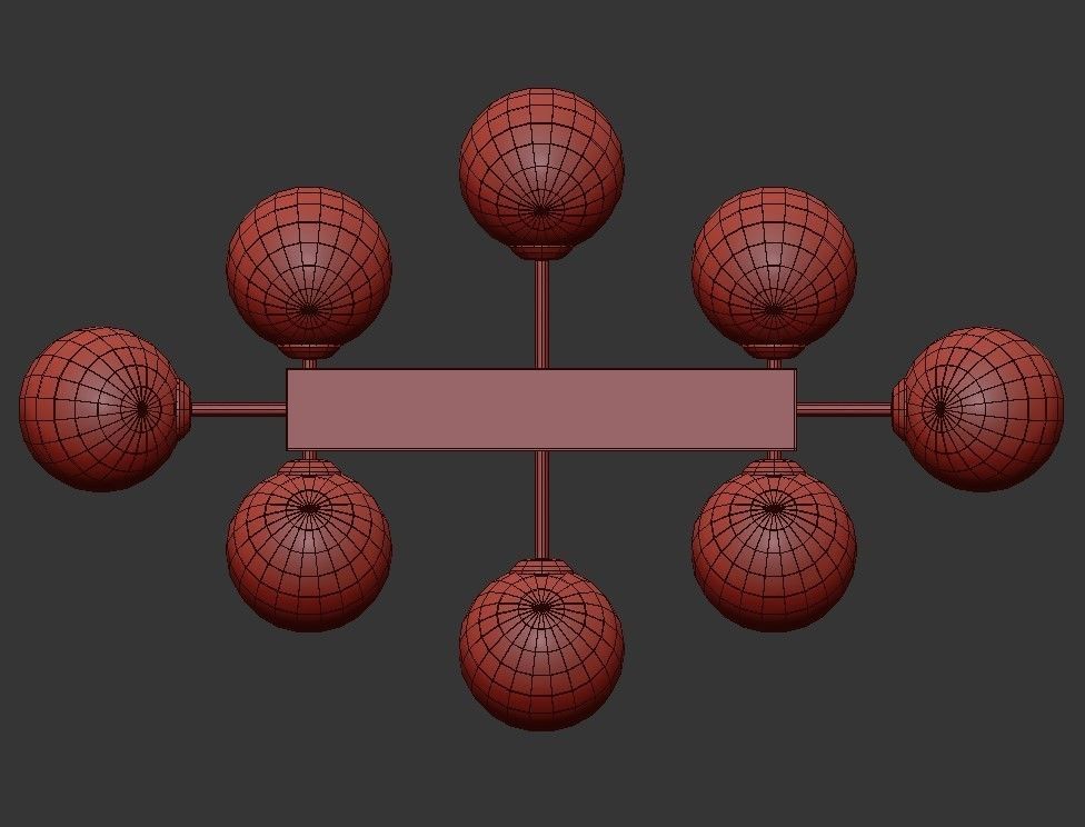 Smarano light glass pendant light - gold 3D model_2