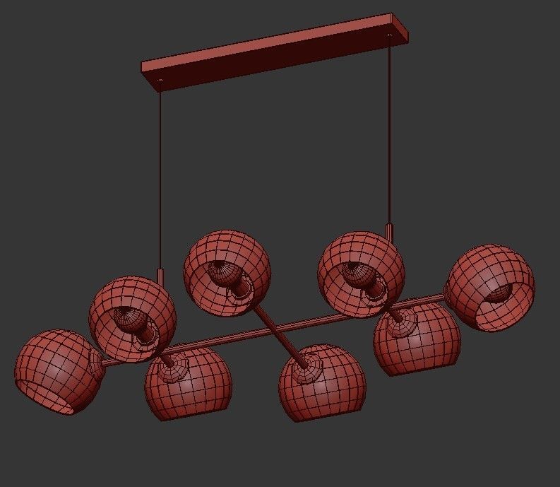 Smarano light glass pendant light - gold 3D model_1