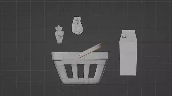 Grocery items Low-poly 3D model
