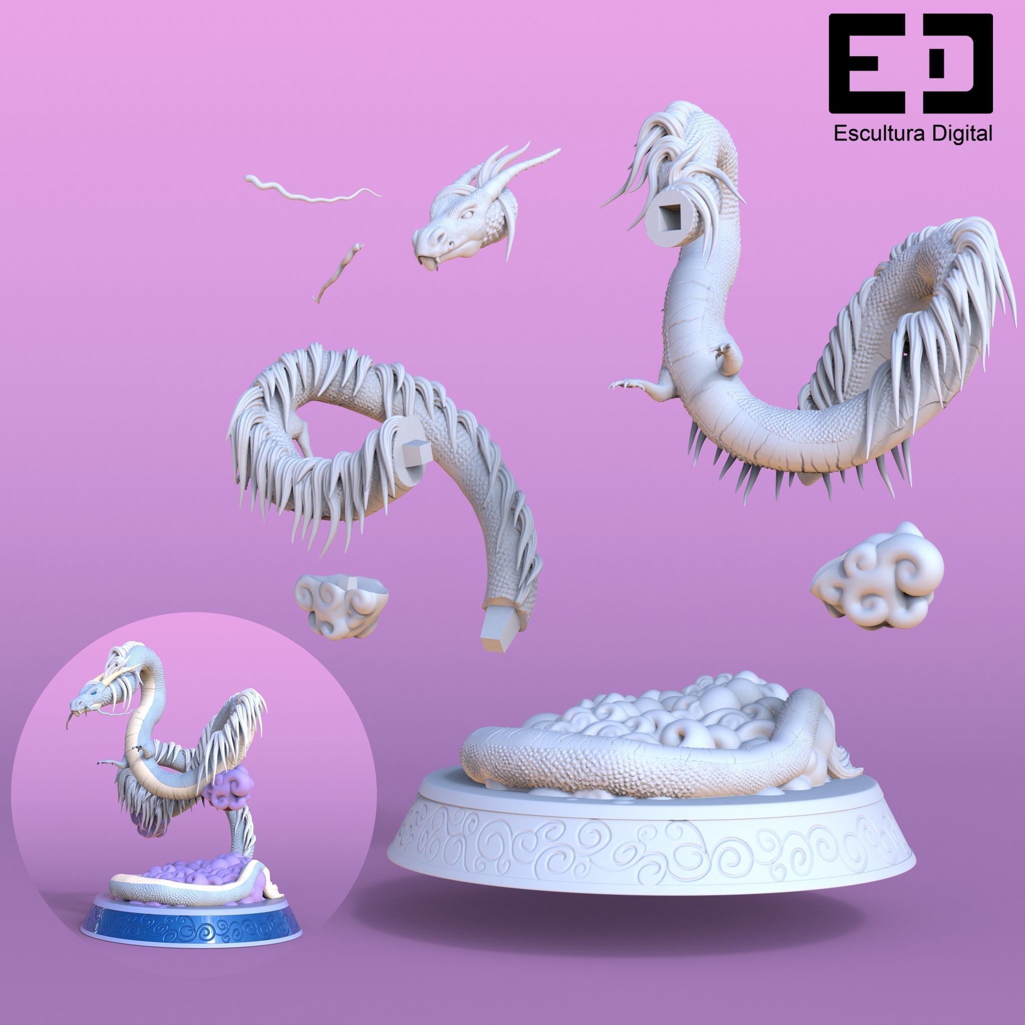 Dragon chino - Chinese dragon 3D print model_3