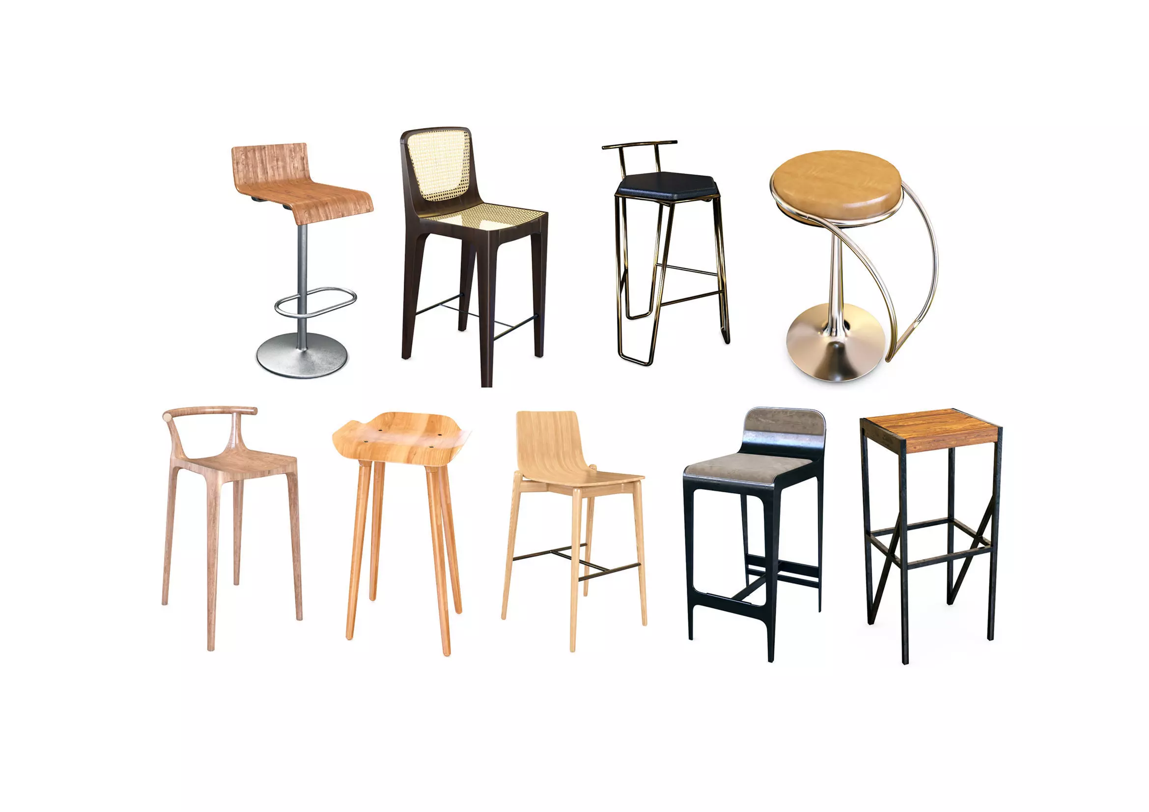 Barstool chair for restaurant cafe 3D model