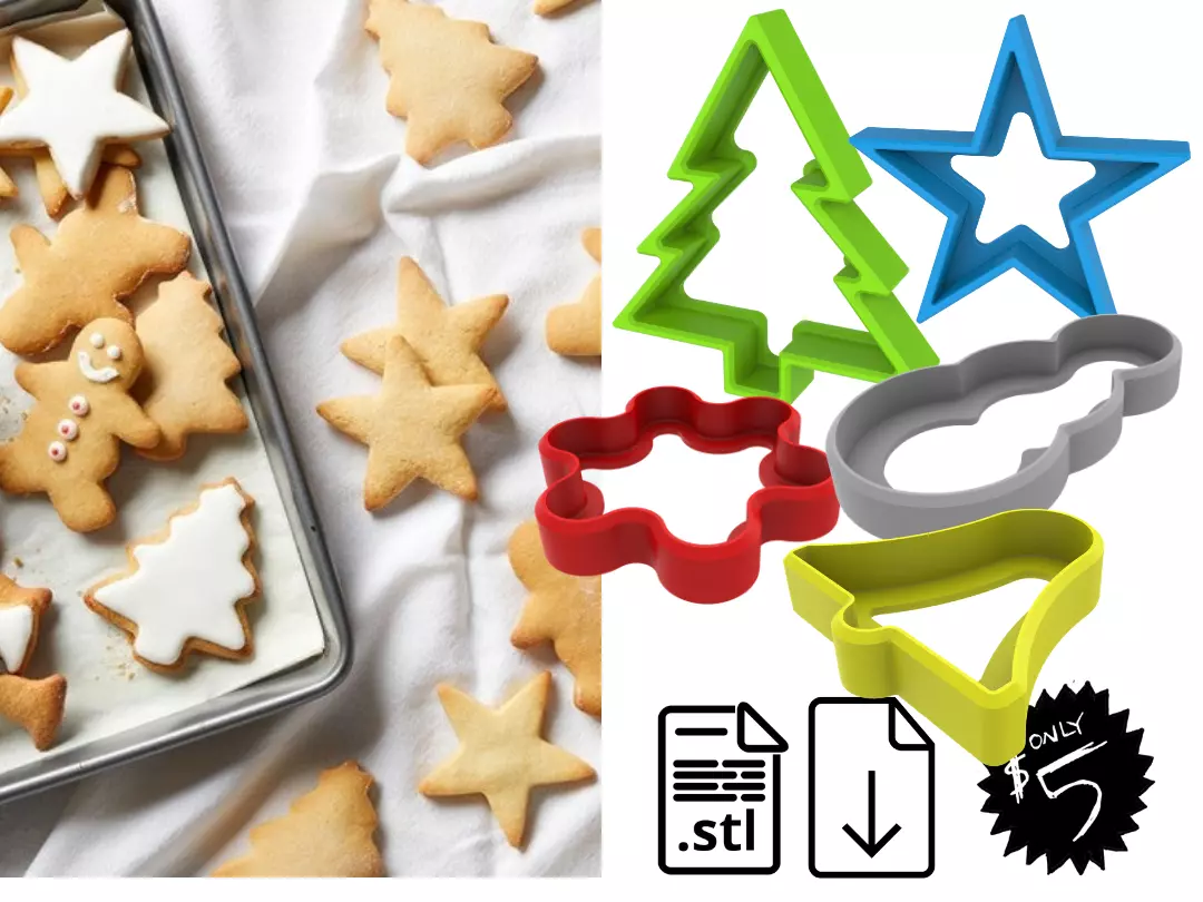 Christmas cookie cutters set files 3D print model_0