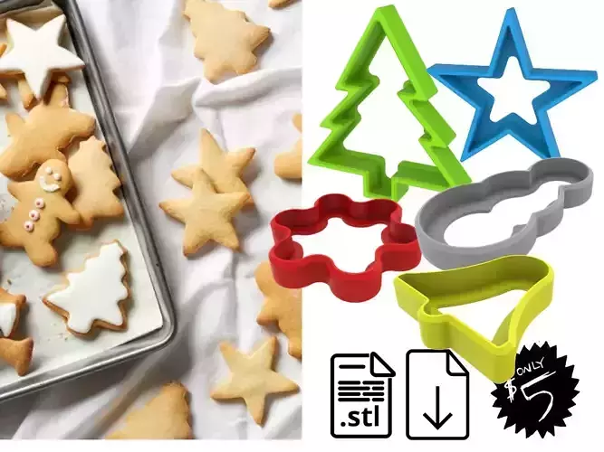 Christmas cookie cutters set files 3D print model