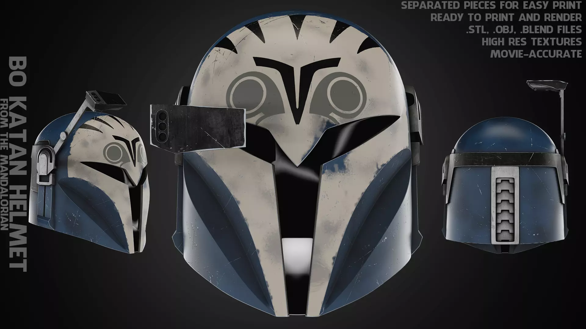 The Mandalorian Bo-Katan Helmet for Cosplay 3D print model_0