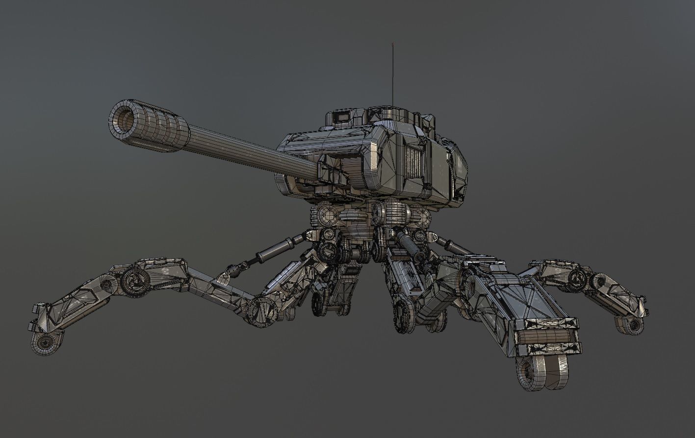 Mech Spider Low-poly 3D model_10
