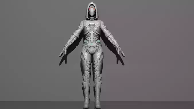 Ghost woman in futuristic suit