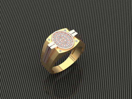 Rings gold and silver ring with diamonds 3D print model_2