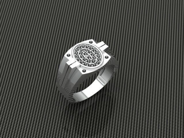 Rings gold and silver ring with diamonds 3D print model_4