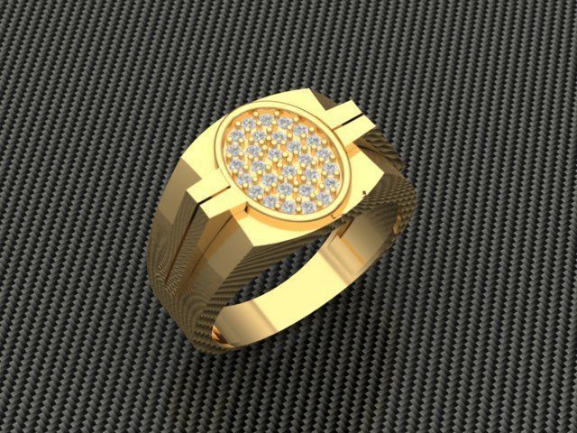 Rings gold and silver ring with diamonds 3D print model_1