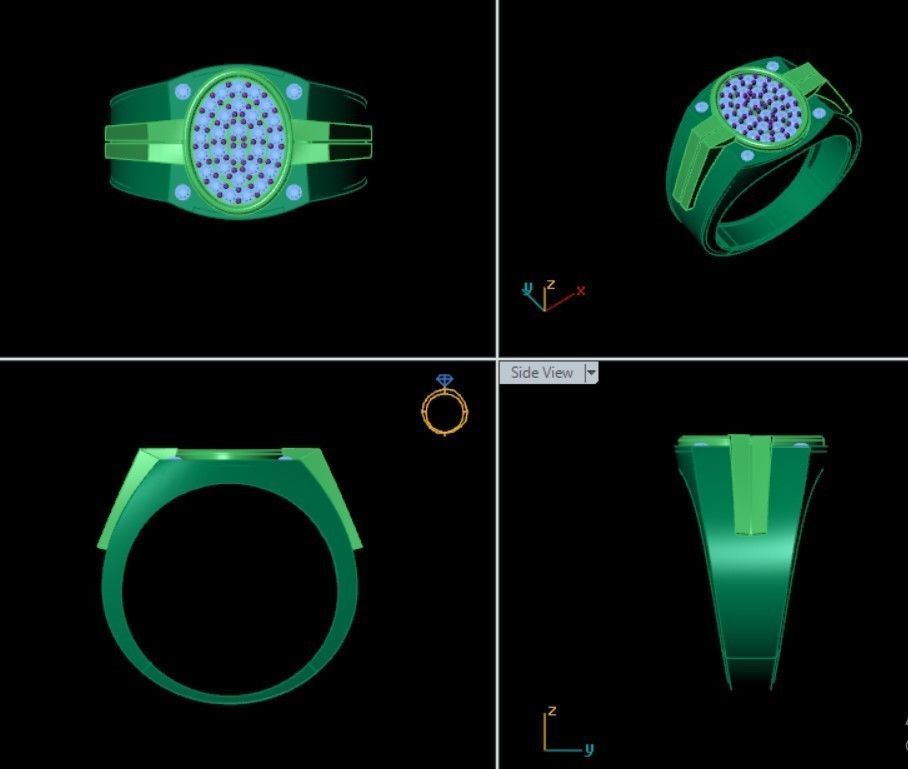 Rings gold and silver ring with diamonds 3D print model_5
