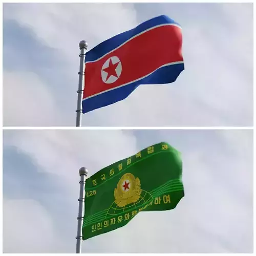 Animated North Korea Flags