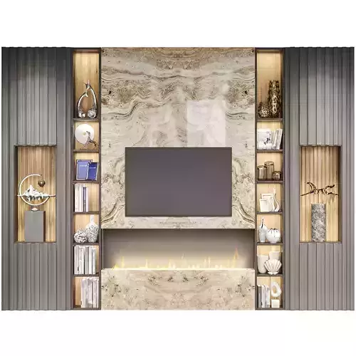 Wall with TV and decor