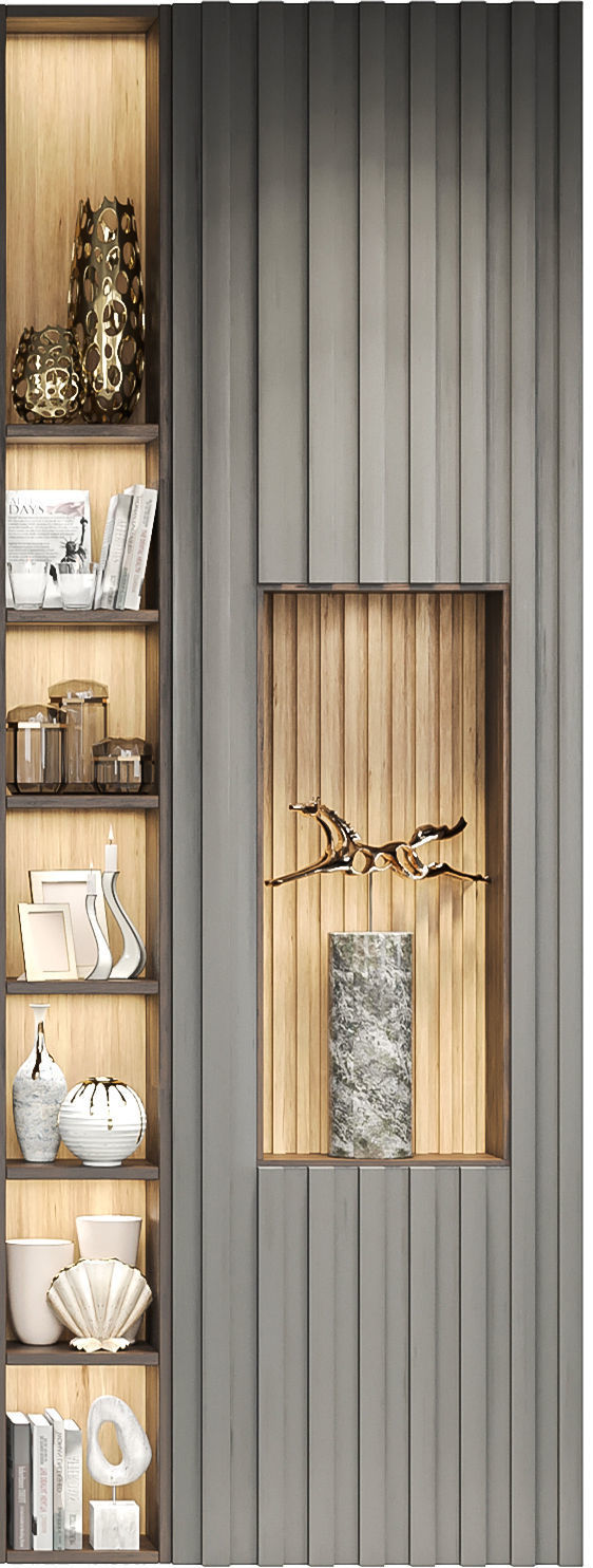 Wall with TV and decor 3D model_2