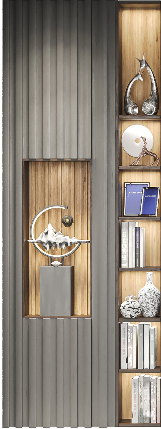 Wall with TV and decor 3D model_4