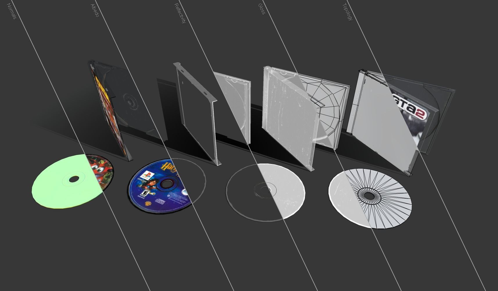 CD boxes Low-poly 3D model_19