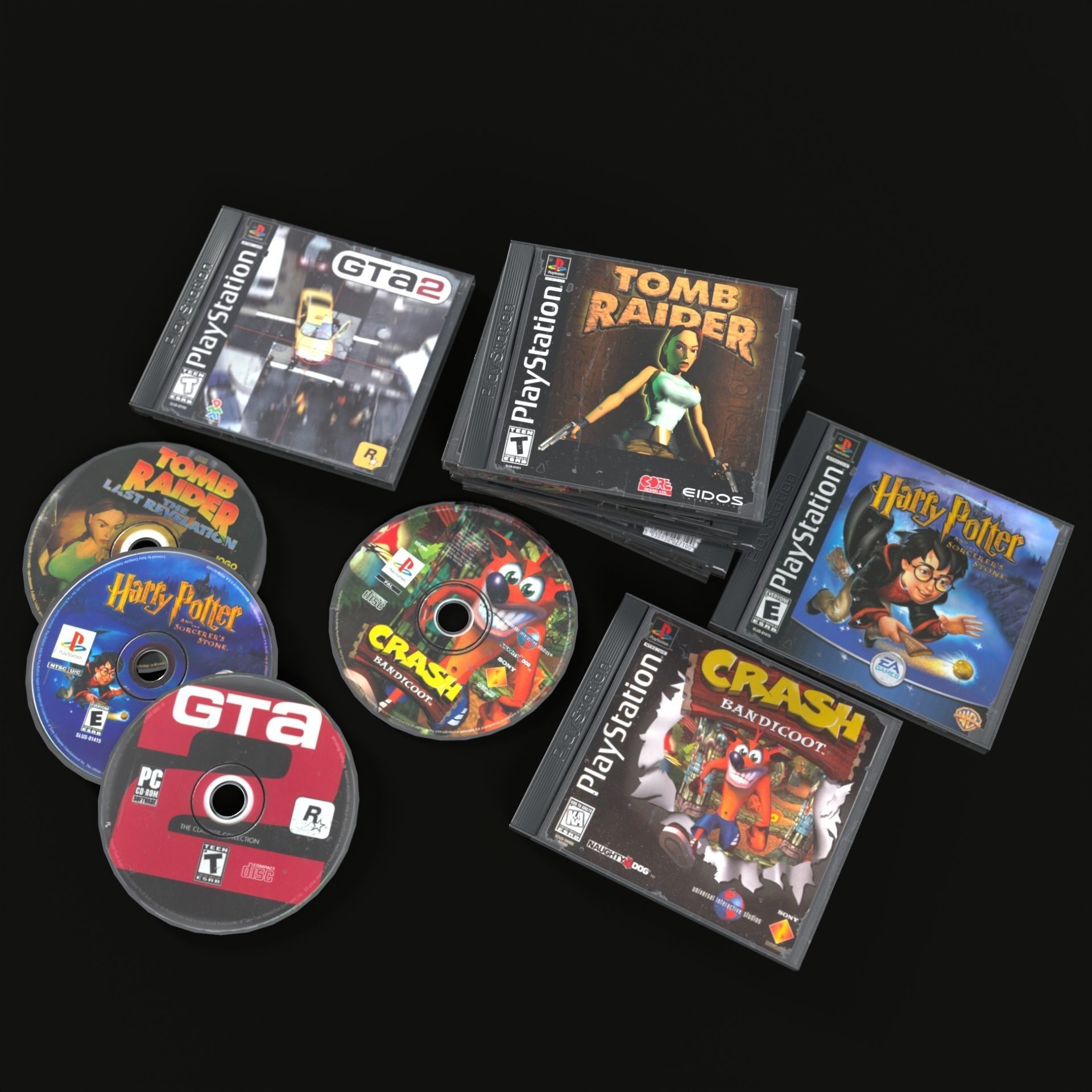 CD boxes Low-poly 3D model_8