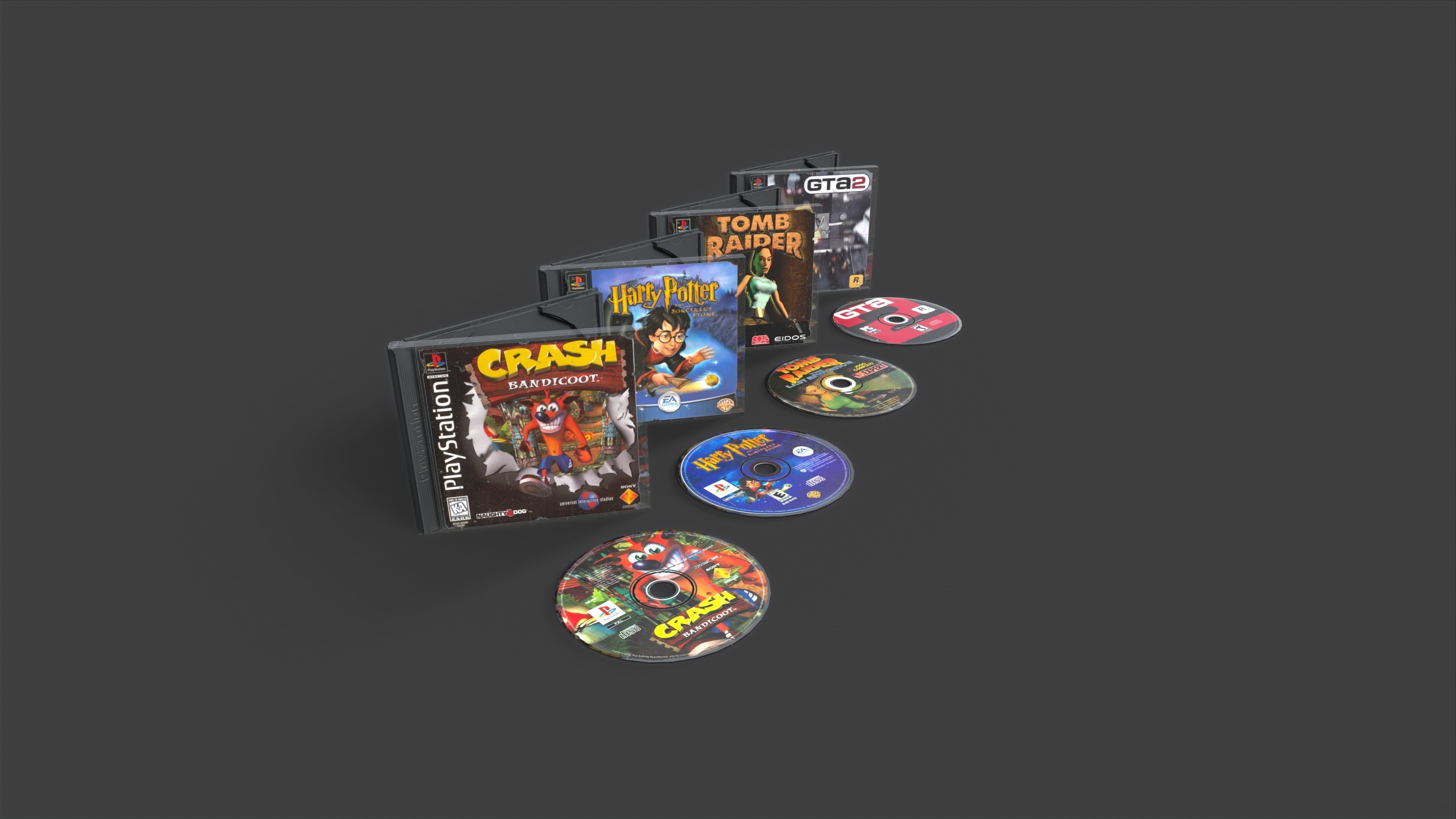 CD boxes Low-poly 3D model_17