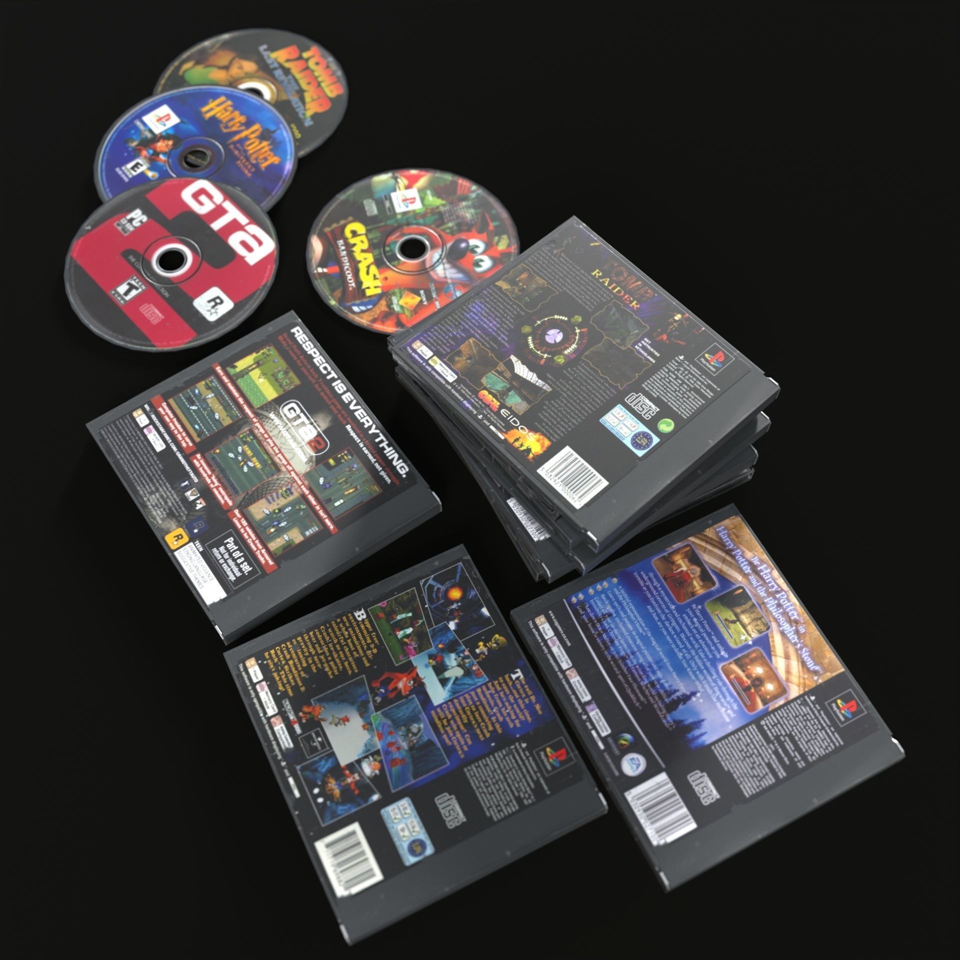 CD boxes Low-poly 3D model_9