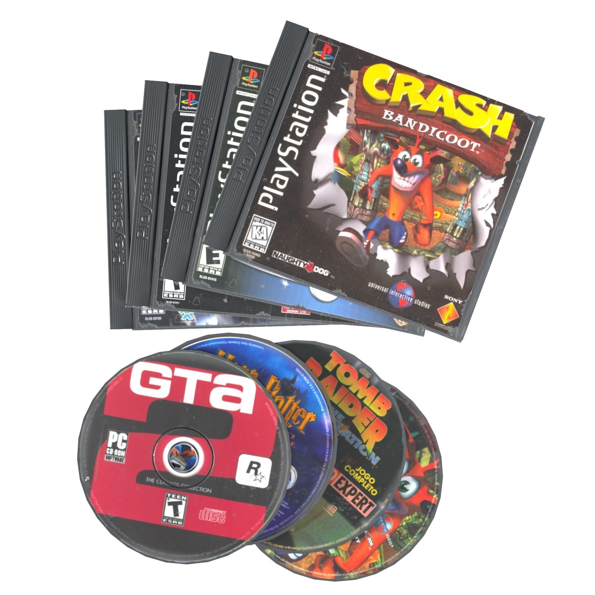 CD boxes Low-poly 3D model_12