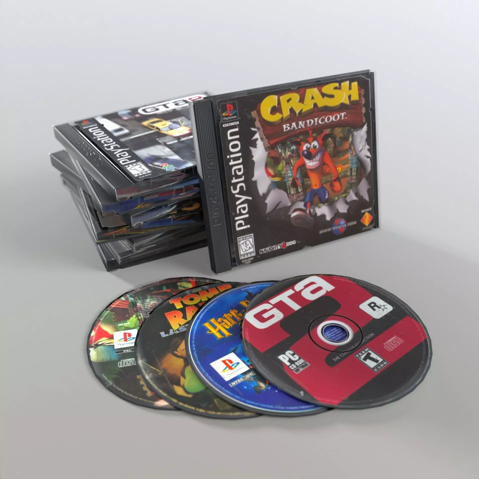 CD boxes Low-poly 3D model_0