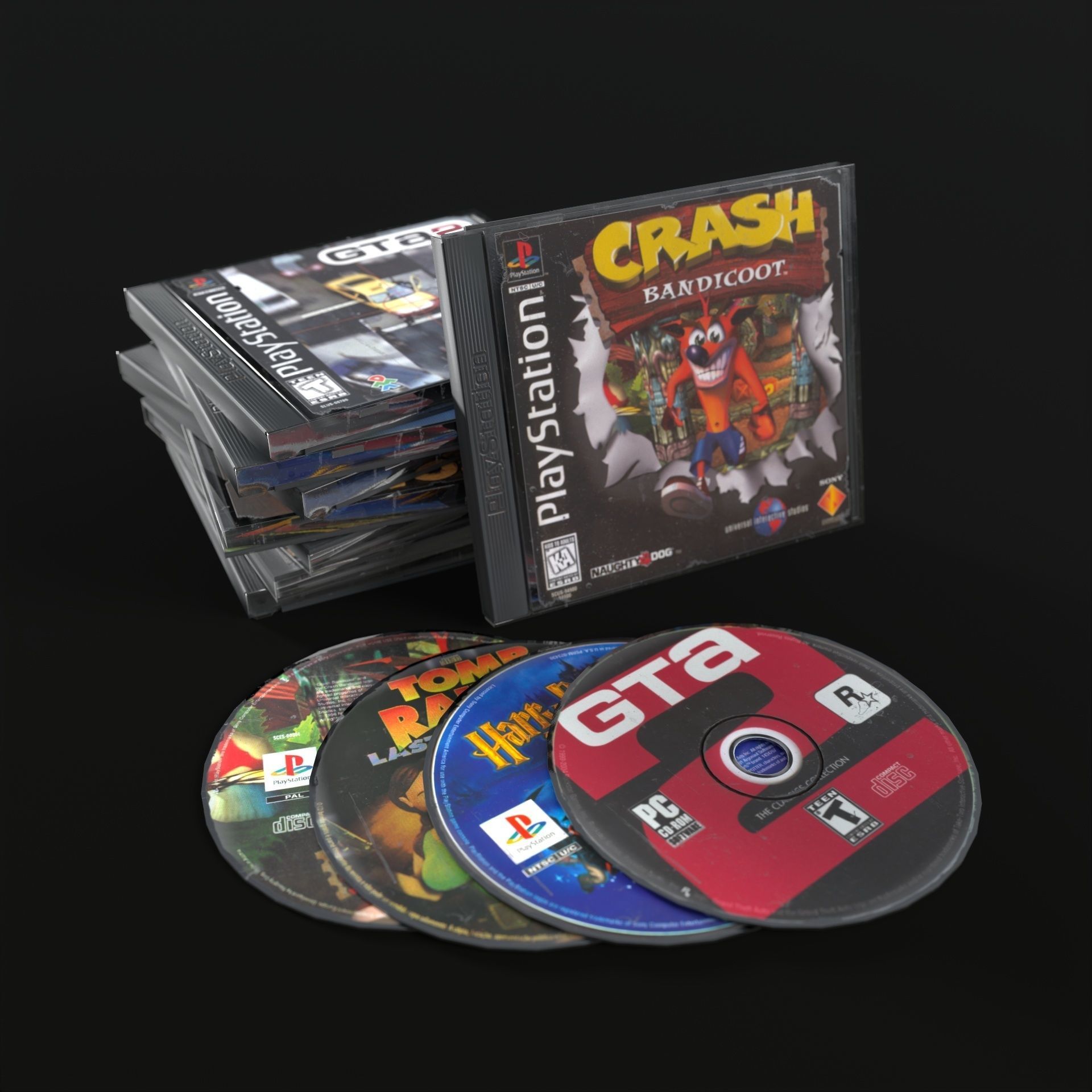 CD boxes Low-poly 3D model_2