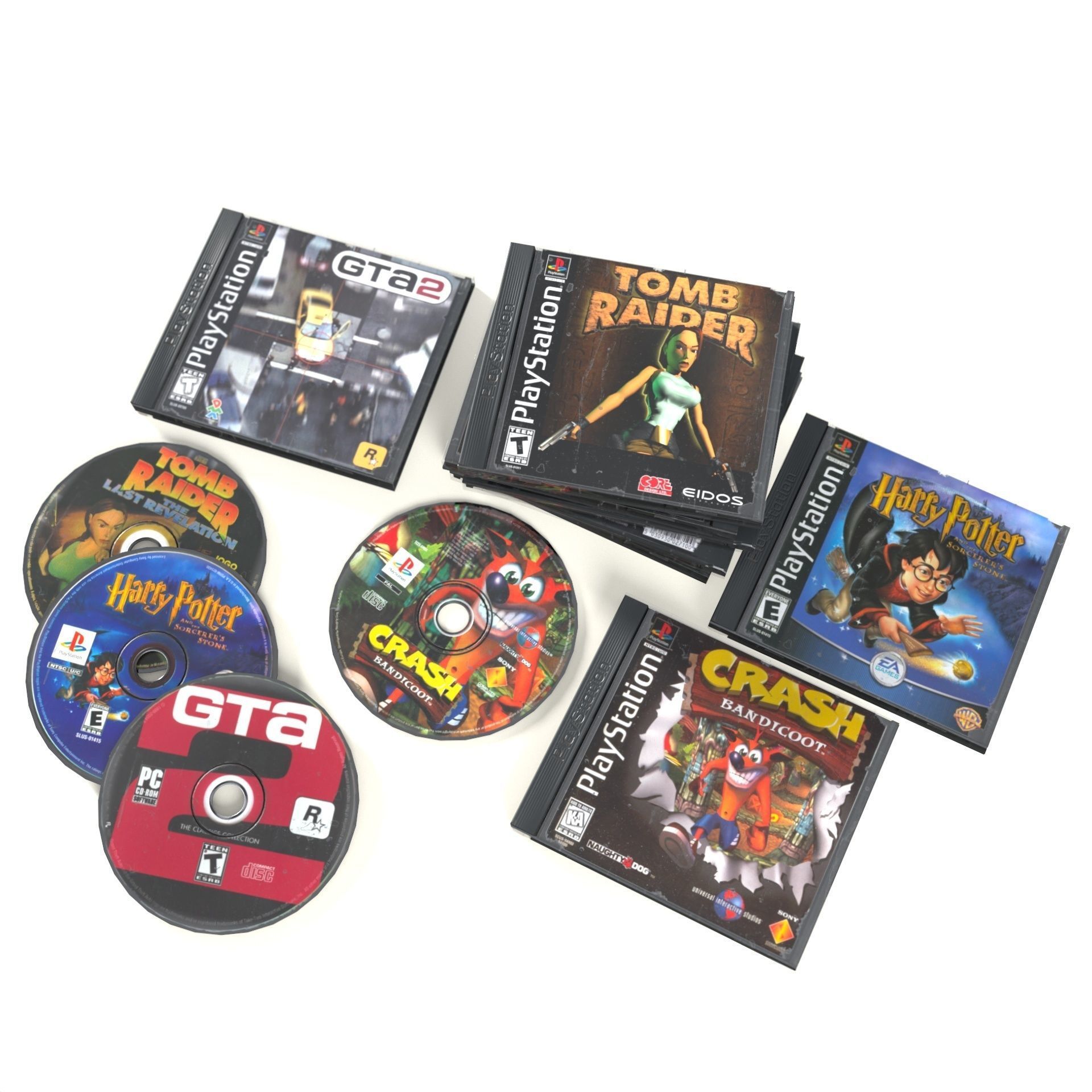 CD boxes Low-poly 3D model_7