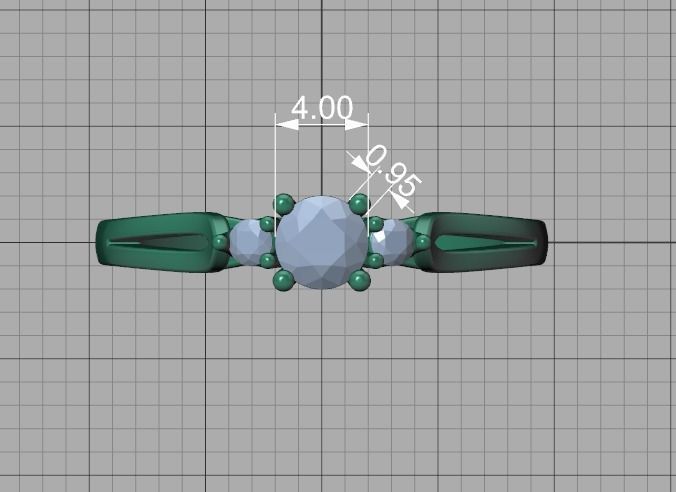 Petite 3 stone Avery Promise Ring with 4mm diamond 3dmodel 3D print model_12