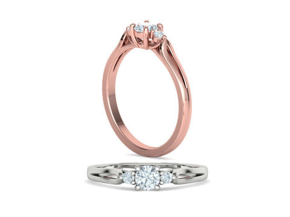 Petite 3 stone Avery Promise Ring with 4mm diamond 3dmodel 3D print model_4
