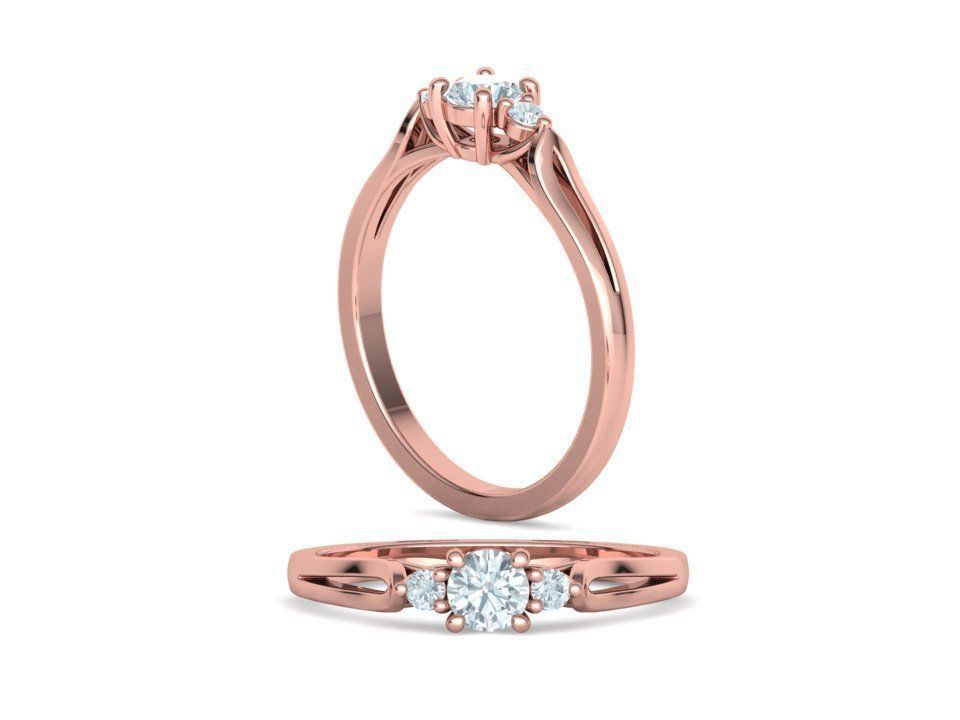 Petite 3 stone Avery Promise Ring with 4mm diamond 3dmodel 3D print model_5