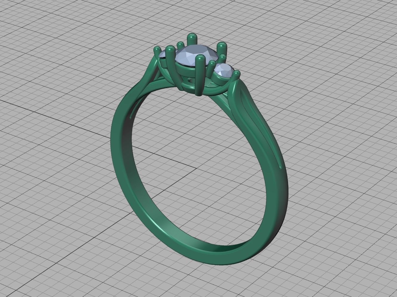 Petite 3 stone Avery Promise Ring with 4mm diamond 3dmodel 3D print model_39