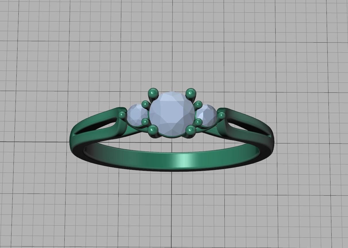 Petite 3 stone Avery Promise Ring with 4mm diamond 3dmodel 3D print model_41