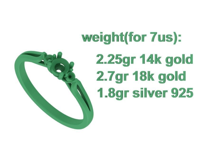 Petite 3 stone Avery Promise Ring with 4mm diamond 3dmodel 3D print model_17