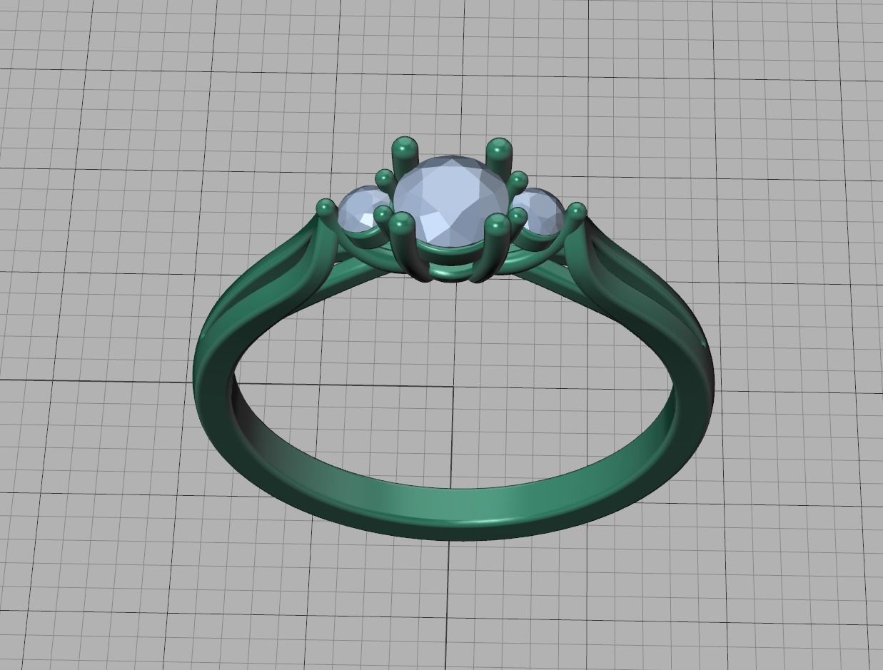 Petite 3 stone Avery Promise Ring with 4mm diamond 3dmodel 3D print model_13