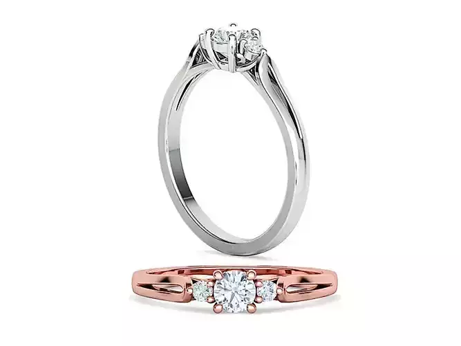Petite 3 stone Avery Promise Ring with 4mm diamond 3dmodel