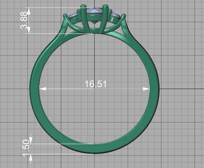 Petite 3 stone Avery Promise Ring with 4mm diamond 3dmodel 3D print model_36