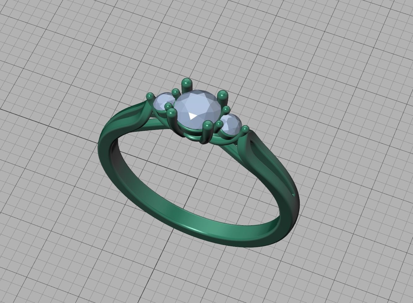 Petite 3 stone Avery Promise Ring with 4mm diamond 3dmodel 3D print model_38