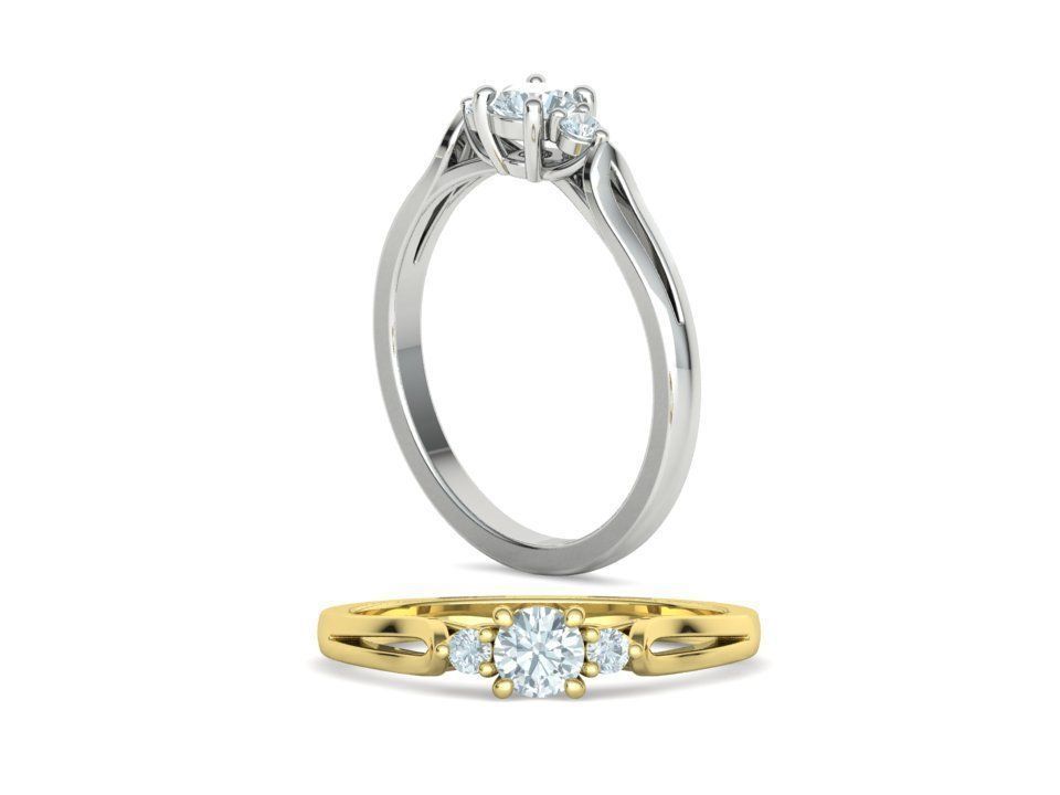 Petite 3 stone Avery Promise Ring with 4mm diamond 3dmodel 3D print model_2