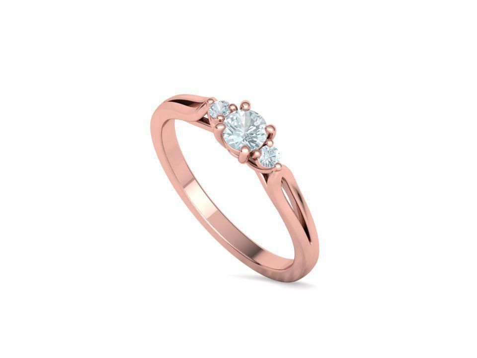 Petite 3 stone Avery Promise Ring with 4mm diamond 3dmodel 3D print model_30