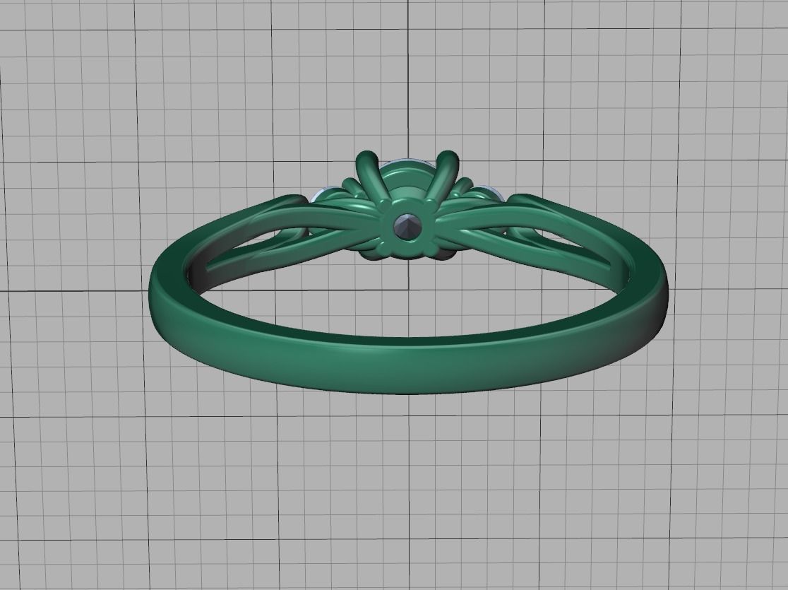 Petite 3 stone Avery Promise Ring with 4mm diamond 3dmodel 3D print model_14
