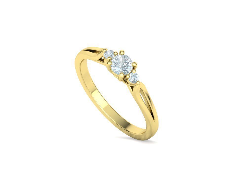 Petite 3 stone Avery Promise Ring with 4mm diamond 3dmodel 3D print model_31