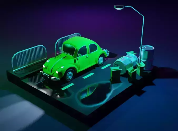 low poly car model  Low-poly 3D model