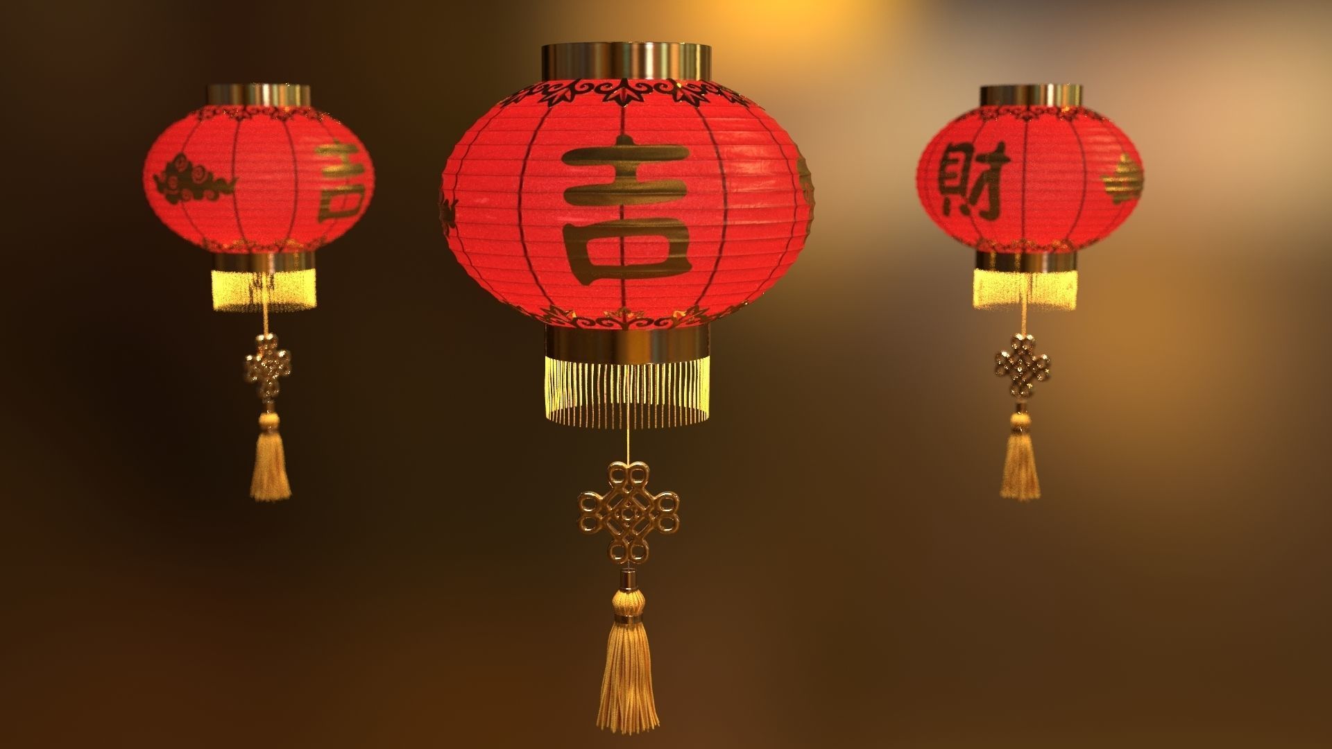 Paper Lantern v1 Low-poly 3D model_2