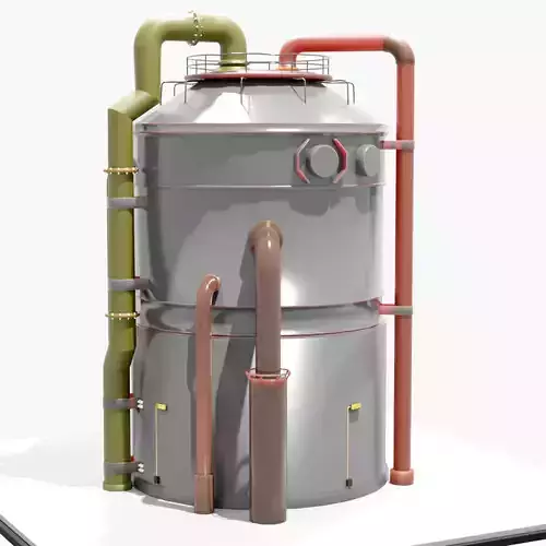 Low-Poly Industrial Storage Tank model