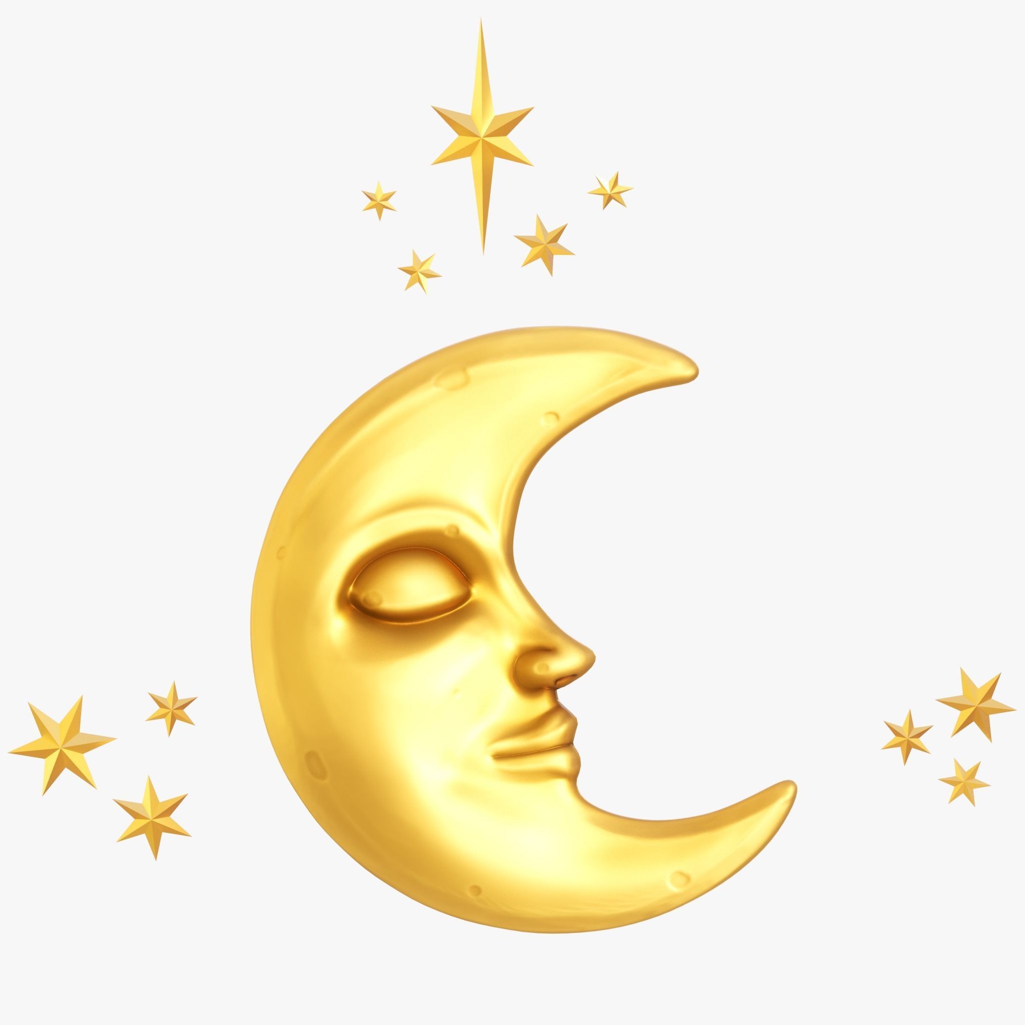 moon crescent face Low-poly 3D model_3