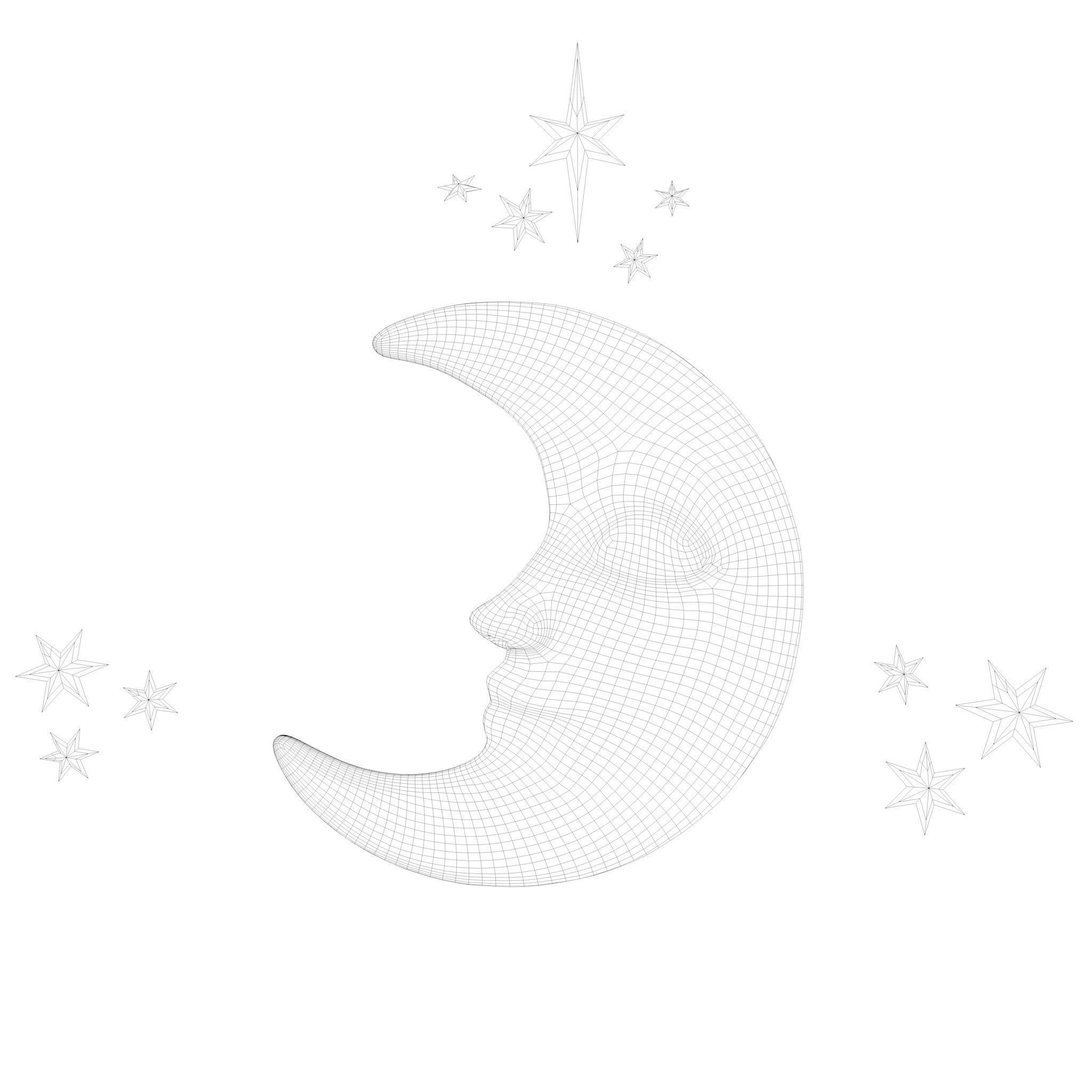 moon crescent face Low-poly 3D model_8