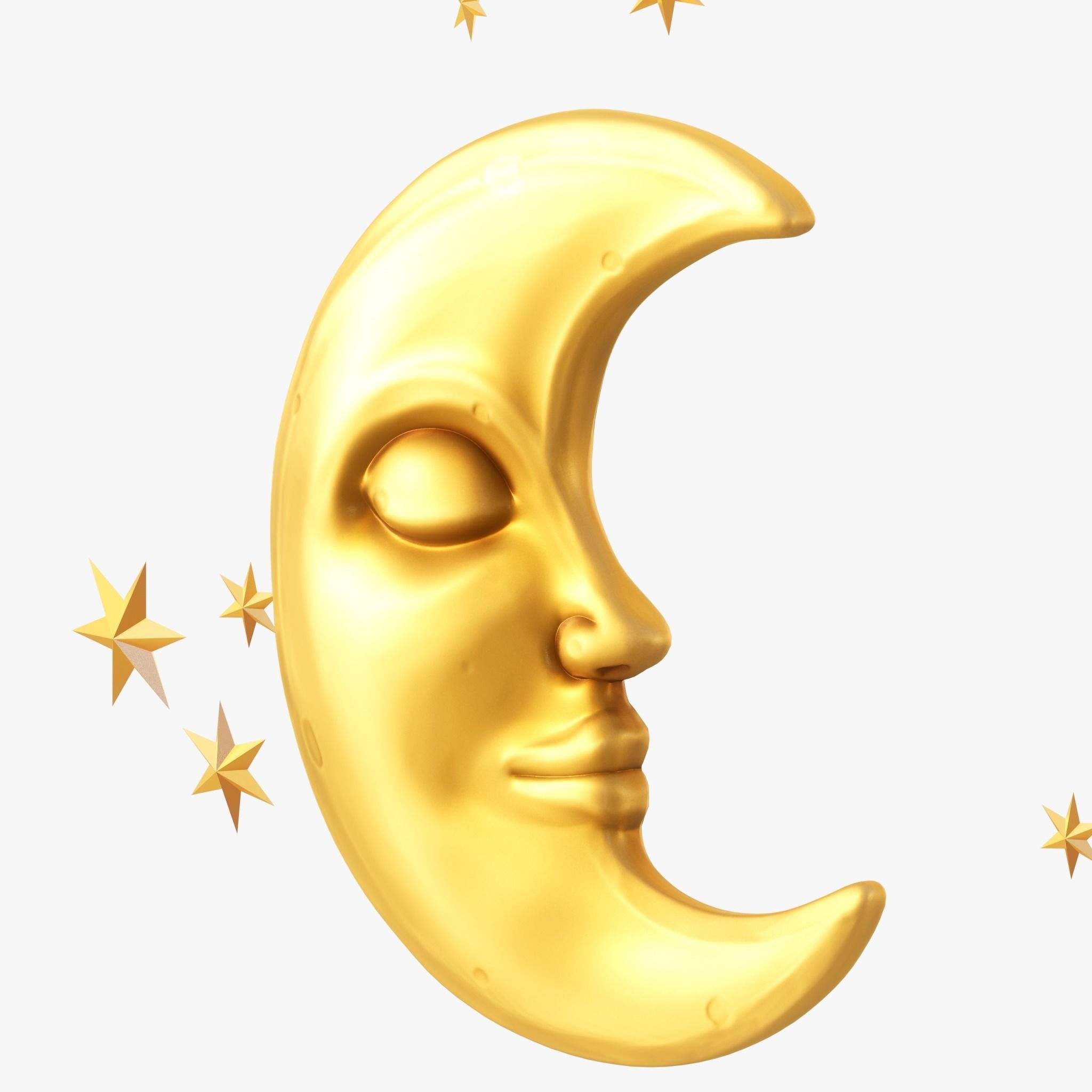 moon crescent face Low-poly 3D model_2