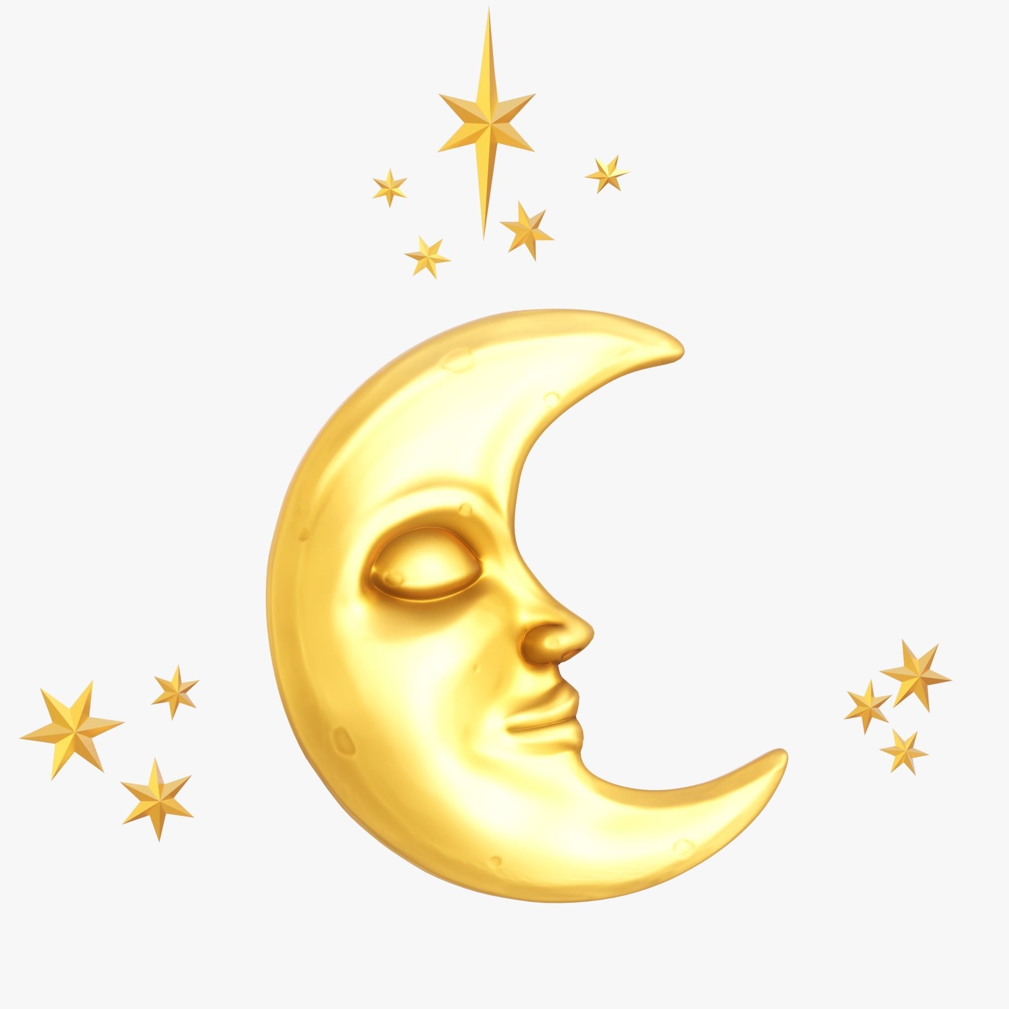 moon crescent face Low-poly 3D model_5