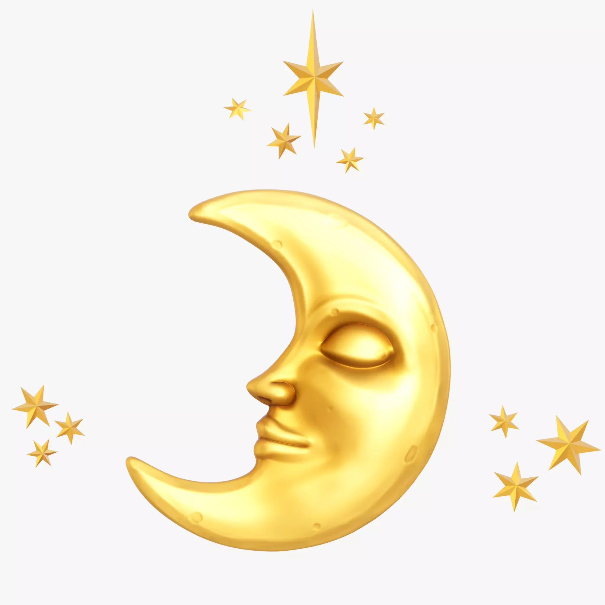 moon crescent face Low-poly 3D model_0