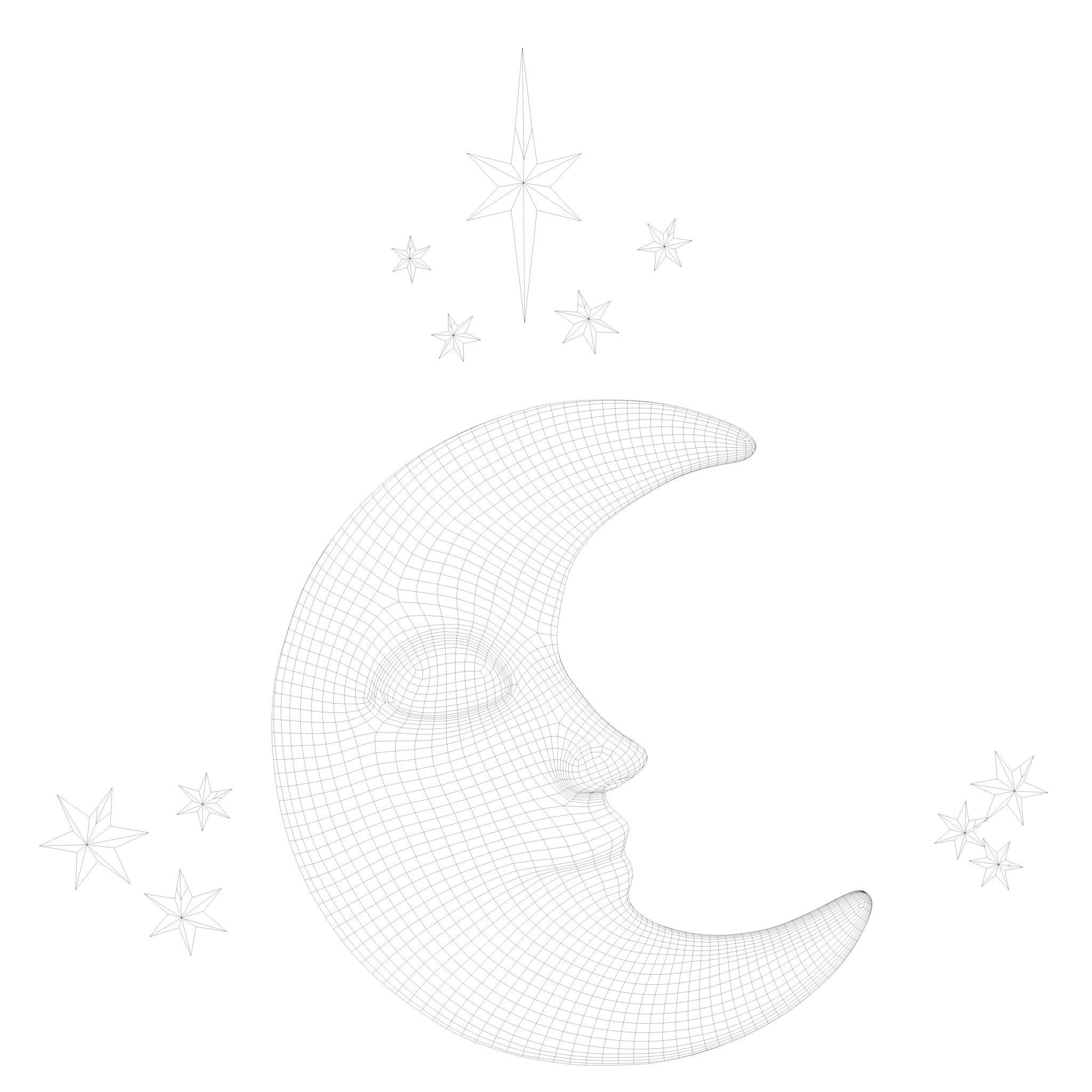 moon crescent face Low-poly 3D model_6